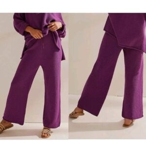 Free People Beach Hailee Knit Pull On Pants Purple Sz L
